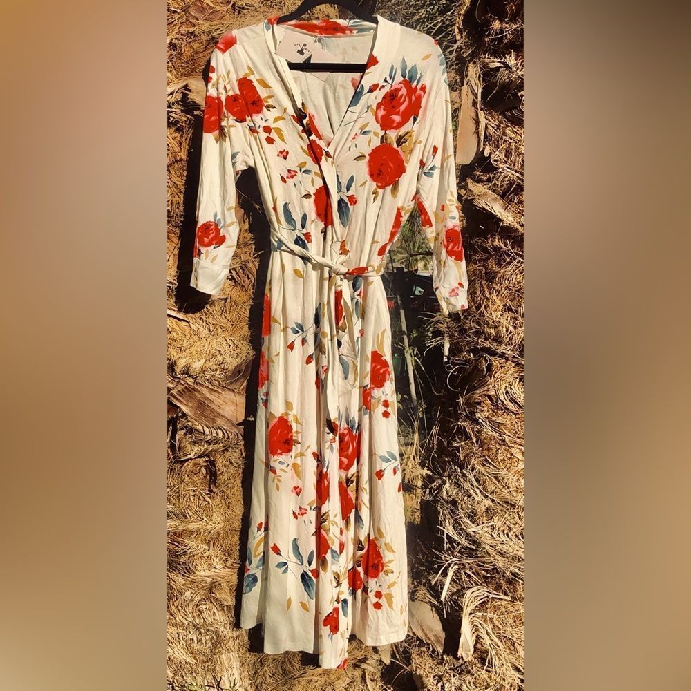 NWT Real Wrap Around Pocket Adjustable Waist Dress large